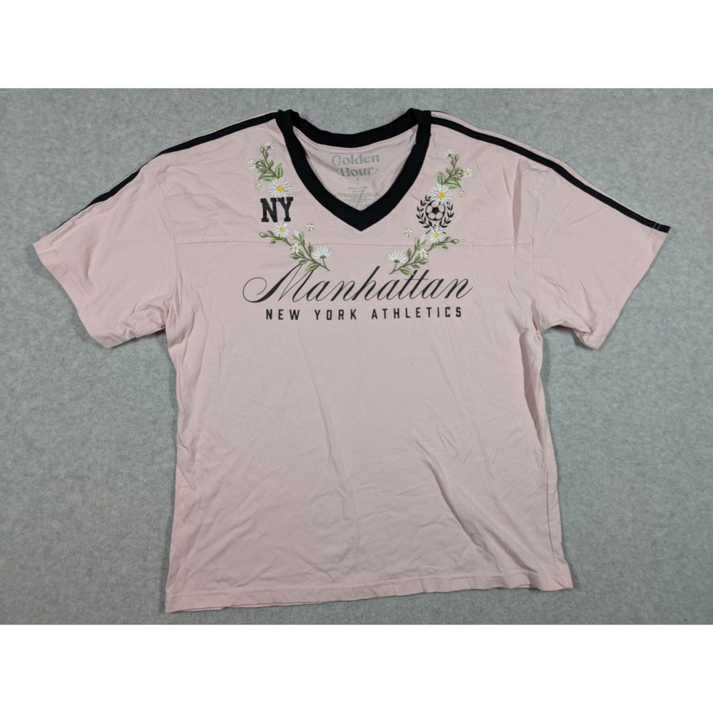 Golden Hour Women Top Small Cotton Manhattan New York Athletics Sport Tshirt‎